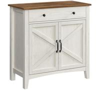 VASAGLE Buffet, Meuble de Rangement avec Tiroir, avec Portes, Étagère Réglable, 40 x 80 x 80 cm, Blanc Rustique et Marron Miel