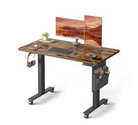 VASAGLE Bureau Assis-Debout, Bureau Électrique Réglable en Hauteur, 60 x 120 x (72-120) cm, Réglage en Continu, Fonction Mémoire 4 Hauteurs, Marron Rustique LSD172X01V01