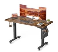 VASAGLE Bureau Assis-Debout, Bureau Électrique Réglable en Hauteur, 60 x 140 x (72-120) cm, Réglage en Continu, Fonction Mémoire 4 Hauteurs, Marron Rustique LSD174X01V01