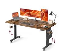 VASAGLE Bureau Assis-Debout, Bureau Électrique Réglable en Hauteur, 70 x 160 x (72-120) cm, Réglage en Continu, Fonction Mémoire 4 Hauteurs, Marron Rustique LSD176X01V01