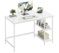 VASAGLE Bureau avec Rangement, Table d’Ordinateur, avec 2 Étagères Réversibles, Poste de Travail, pour Télétravail, Salon, Cadre en Acier, Style Moderne, Blanc Érable LWD047W44