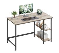 VASAGLE Bureau avec Rangement, Table d’Ordinateur, avec 2 Étagères Réversibles, Poste de Travail, pour Télétravail, Salon, Cadre en Acier, Style Industriel, Grège Chiné et Noir d'Encre LWD47MB