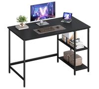 VASAGLE Bureau avec Rangement, Table d’Ordinateur, avec 2 Étagères Réversibles, Poste de Travail, pour Télétravail, Salon, Cadre en Acier, Style Industriel, Noir Boisé LWD047B16