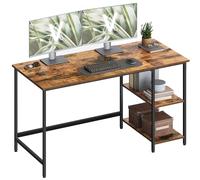 VASAGLE Bureau avec Rangement, Table d’Ordinateur, avec 2 Étagères Réversibles, Poste de Travail, pour Télétravail, Salon, Cadre en Acier, Style Industriel, Marron Rustique et Noir d'EncreLWD55X