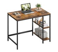 VASAGLE Bureau avec Rangement, Table d’Ordinateur, avec 2 Étagères Réversibles, Poste de Travail, pour Télétravail, Salon, Cadre en Acier, Style Industriel, Marron Rustique et Noir d'encre LWD046B01
