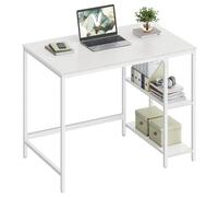 VASAGLE Bureau avec Rangement, Table d’Ordinateur, avec 2 Étagères Réversibles, Poste de Travail, pour Télétravail, Salon, Cadre en Acier, Style Moderne, Blanc Érable LWD046W01