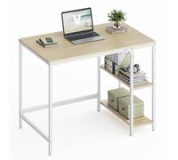 VASAGLE Bureau d'Ordinateur, 100 x 50 x 76 cm, Table Informatique, Style Moderne, pour Bureau à Domicile, Chambre à Coucher, Salon, Beige Naturel et Blanc Perle LWD046L01
