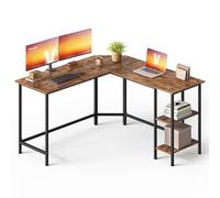 VASAGLE Bureau d'Ordinateur en Forme de L, 140 x 140 x 76 cm, Bureau d'angle avec 2 Étagères, Gain de Place, pour Jeu, Marron Rustique et Noir d'encre LWD72XV2