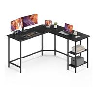 VASAGLE Bureau d'Ordinateur en Forme de L, 140 x 140 x 76 cm, Bureau d'angle avec 2 Étagères, Gain de Place, pour Jeu, Noir Boisé LWD072B56V2