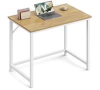 VASAGLE Bureau d'Ordinateur, Table, 80 x 50 x 75,5 cm, Cadre en Acier | pour Bureau, Chambre, Salon, Couleur Chêne Naturel et Blanc Perle, Collection BARNET LWD038W70