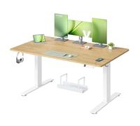 VASAGLE Bureau Électrique Réglable en Hauteur, 140 x 80 cm, avec Port USB-C, Support pour Multiprise, Rappel de Sédentarité, Fonction Mémoire 3 Hauteurs, Télétravail, Couleur Chêne Naturel LSD144YA02