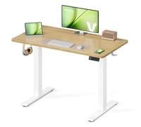 VASAGLE Bureau Électrique Réglable en Hauteur, Bureau Assis-Debout, Table, Rappel de Sédentarité, Fonction Mémoire 4 Hauteurs, Télétravail, 100 x 60 cm, Doré Chêne LSD310YA03