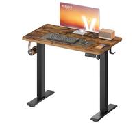 VASAGLE Bureau Électrique Réglable en Hauteur, Bureau Assis-Debout, Table, Rappel de Sédentarité, Fonction Mémoire 4 Hauteurs, Télétravail, 80 x 50 cm, Marron Rustique LSD308KD03