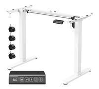 VASAGLE Bureau Électrique Réglable en Hauteur, Cadre de Bureau Assis-Debout, Support de Table, sans Plateau de Table, avec 2 Crochets, Fonction Mémoire 3 Hauteurs, Acier, Blanc Mat LSD021W01V2