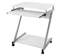 VASAGLE Bureau Informatique Roulant, Bureau d'ordinateur, Table Informatique, Support Clavier Coulissant, Montage Simple pour la Maison et Le Bureau, 48 x 60 x 73cm Blanc LCD811W
