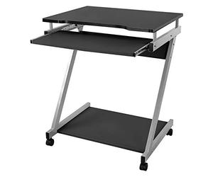 VASAGLE Bureau Mobile, Table Informatique avec roulettes, Table d’Ordinateur avec Support Clavier Coulissant, Montage Simple, Stable, pour la Maison et Le Bureau, Noir LCD811B