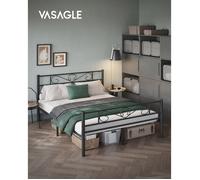 VASAGLE Cadre de Lit 160 x 200 avec Sommier Métal, Lit 2 Personnes, en Métal, Montage Facile, pour Chambre d’Amis, Chambre Ado, Noir