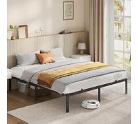 VASAGLE Cadre de Lit 160 x 200 cm avec Sommier, Cadre en Métal Lit Double | Espace de Rangement au Dessous, Lit d'Invité, Montage Facile, Noir Mat, RMB135B01