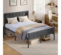VASAGLE Cadre de Lit Double, 140 x 190 cm, avec Tête de Lit Rembourrée, en Acier, Supporte Jusqu'à 500 kg, Montage Facile, Gris Ardoise RMB973GN01