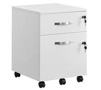 VASAGLE Caisson Bureau, Petit Meuble de Rangement Mobile, 2 Tiroirs | 5 Roulettes, Surface Texturée, pour Dossiers Suspendus, Document A4, Poste de Travail, Blanc, Collection CUSTOS LCD22WV1
