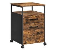 VASAGLE Caisson de Bureau à 2 Tiroirs, Rangement Document à roulettes | Compartiment Ouvert, Cadre en Acier, Style Moderne, Marron Rustique et Noir d'encre, Collection BARNET OFC71X