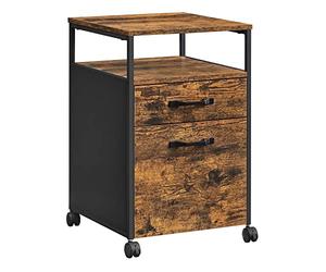 VASAGLE Caisson de Bureau à 2 Tiroirs, Rangement Document à roulettes | Compartiment Ouvert, Cadre en Acier, Style Moderne, Marron Rustique et Noir d'encre, Collection BARNET OFC71X