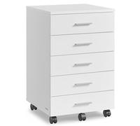 VASAGLE Caisson de Bureau à Roulettes, Support pour Imprimante, 5 Tiroirs | Meuble de Rangement, Rails Coulissants, Télétravail, Blanc nuage, Collection CUSTOS OFC081W01