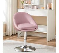 VASAGLE Chaise Réglable, Fauteuil de Bureau Pivotant, en Acier | Chaise de Coiffeuse, Tabouret de Bar avec Dossier et Socle, pour Salle à Manger, Rose Bonbon, Collection LENNA LJB100R01