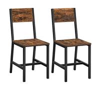 VASAGLE Chaise Salle à Manger Lot de 4, Cadre en Acier, Style Industriel, pour Salle à Manger, Salon, Cuisine, Marron Rustique et Noir d'encre LDC093K02
