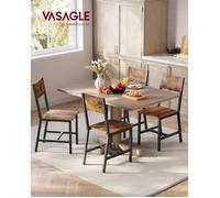 VASAGLE Chaise Salle à Manger Lot de 4, Cadre en Acier, Style Industriel, Salon, Cuisine, Marron Rustique et Noir d'encre