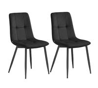 VASAGLE Chaises de Salle à Manger en Velours, Rembourrées, Lot de 2 | Chaises de Cuisine avec Pieds Réglables, Supporte 120 kg Chacune, Pour Salon, Noir d'encre, Collection TYRA, KDC088B101