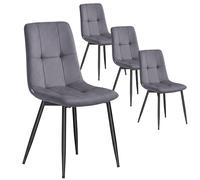 VASAGLE Chaises de Salle à Manger en Velours, Supporte 120 kg Chacune, Chaises de Cuisine avec Pieds Réglables, Style Moderne, Rembourrées, pour Salon, Lot de 4, Gris Ardoise KDC080GN01