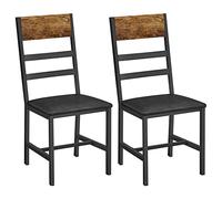 VASAGLE Chaises de Salle à Manger, Lot de 2, Siège Rembourré | Chaises de Cuisine pour Salon, Cadre en Acier, Design Ergonomique, Marron Rustique et Noir, Collection BARNET LDC095B01
