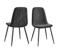 VASAGLE Chaises de Salle à Manger, Lot de 2, Tissu Chenille | Support Métallique, Pieds Réglables, Nettoyage Facile, PU Texturé Glacé, Gris ardoise, Collection ISLAND KDC187G01