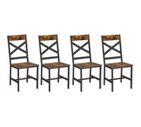 VASAGLE Chaises de Salle à Manger, Lot de 4, Sièges de Cuisine, Cadre en Acier, Ergonomique, Marron Rustique et Noir