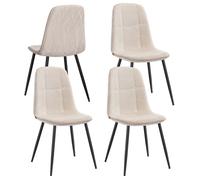 VASAGLE Chaises de Salle à Manger, Lot de 4, Support Métallique, Pieds Réglables, Tissu Chenille, PU Texturé Glacé, Blanc Crème