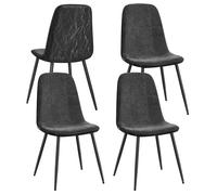 VASAGLE Chaises de Salle à Manger, Lot de 4, Support Métallique, Pieds Réglables, Tissu Chenille, PU Texturé Glacé, Gris Ardoise