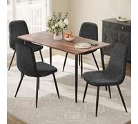 VASAGLE Chaises de Salle à Manger, Lot de 4, Tissu Chenille | Support Métallique, Pieds Réglables, Nettoyage Facile, PU Texturé Glacé, Gris ardoise, Collection ISLAND KDC188G01