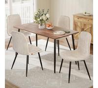 VASAGLE Chaises de Salle à Manger, Lot de 6, Tissu Chenille | Support Métallique, PU Texturé Glacé, Pieds Réglables, Nettoyage Facile, Blanc Crème