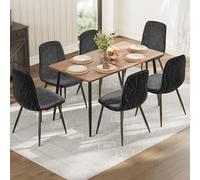 VASAGLE Chaises de Salle à Manger, Lot de 6, Support Métallique | Support Métallique, Tissu Chenille, PU Texturé Glacé, Pieds Réglables, Nettoyage Facile, Gris Ardoise