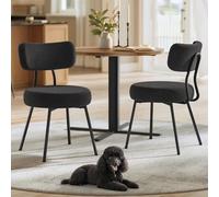 VASAGLE Chaises Salle à Manger, Lot de 6, Tissu Peluche, Dossier Courbé