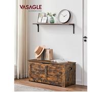 VASAGLE Coffre de Rangement, Banc à Chaussures, avec 2 Charnières de Sécurité, Imitation Grange, 40 x 100 x 46 cm, pour Entrée, Couloir, Chambre, Salon, Marron Rustique LSB061T01