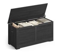 VASAGLE Coffre de Rangement, Banc à Chaussures, avec 2 Charnières de Sécurité, Imitation Grange, 40 x 100 x 46 cm, pour Entrée, Couloir, Chambre, Salon, Gris Anthracite LSB061B01