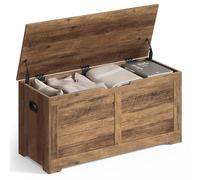 VASAGLE Coffre de Rangement, Banc à Chaussures, avec 2 Charnières de Sécurité, Imitation Grange, 40 x 100 x 46 cm, pour Entrée, Couloir, Chambre, Salon, Marron Miel LSB061K01