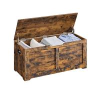 VASAGLE Coffre de Rangement, Banc à Chaussures, avec 2 Charnières de Sécurité, Imitation Grange, 40 x 100 x 46 cm, pour Entrée, Couloir, Chambre, Salon, Marron Rustique LSB061T01
