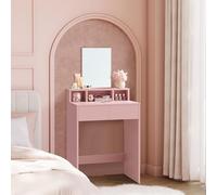 VASAGLE Coiffeuse avec Grand Miroir, 2 Tiroirs et 3 Compartiments | Table de Maquillage, Coin Beauté, Style Moderne, Rose bonbon, Collection KAILYN RDT103R01