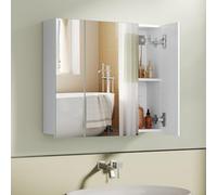 VASAGLE Collection KAILYN - Armoire Murale Salle de Bain, avec Miroir, 3 Portes, 60 x 15 x 55 cm, avec Étagère Réglable, Moderne, Blanc BBK22WTV1
