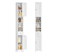 VASAGLE Colonne Salle de Bain Haute, Meuble Etroit, avec Tiroir | Étagères Réglables, Compartiments Ouverts, pour Les Petits Espaces, WC, Blanc Nuage, Collection SIREN BBC765W01