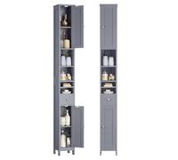 VASAGLE Colonne Salle de Bain Haute, Meuble Etroit, avec Tiroir | Étagères Réglables, Compartiments Ouverts, pour Les Petits Espaces, WC, Gris tourterelle, Collection SIREN BBC765G02