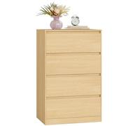 VASAGLE Commode, 4 Tiroirs sans Poignée, 60,2 x 40,4 x 97,4 cm | Meuble de Rangement, Panneau d'Aggloméré et MDF, Chambre, Beige Chêne, Collection KAILYN LTS614YJ01